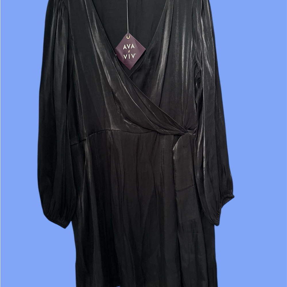 MAKE OFFER 💥HP 💥 Ava & Viv  Black Long Sleeve Midi Dress plus size favorite gift - Picture 6 of 9